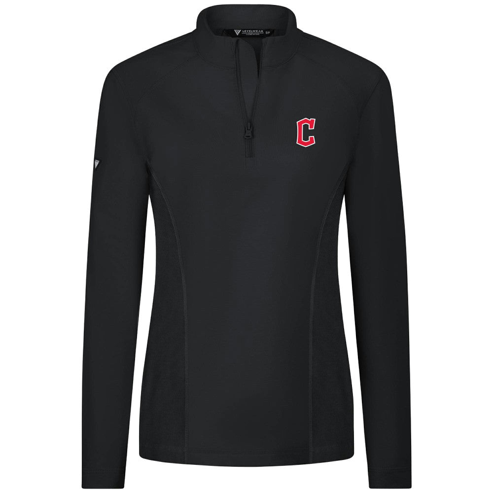 Black Cleveland Guardians Levelwear Women's Upright Insignia 2.0 Quarter-Zip Tri-Blend Top