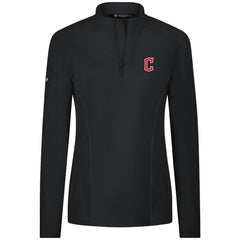 Black Cleveland Guardians Levelwear Women's Upright Insignia 2.0 Quarter-Zip Tri-Blend Top