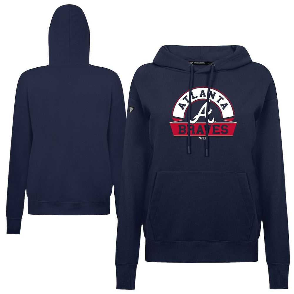 Navy Atlanta Braves Levelwear Women's Adorn Banner Arch Hoodie