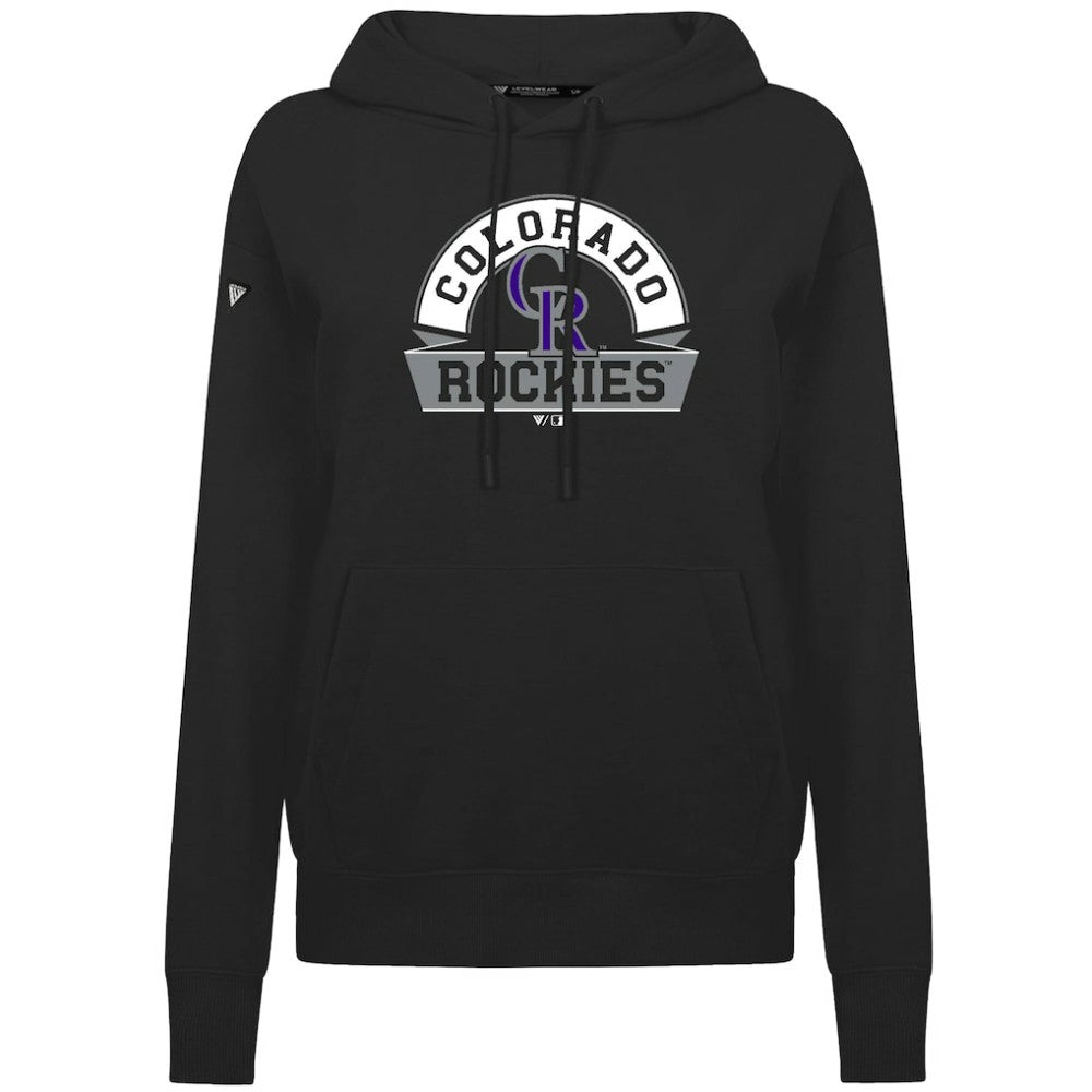 Black Colorado Rockies Levelwear Women's Adorn Banner Arch Hoodie