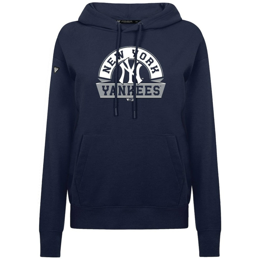 Navy New York Yankees Levelwear Women's Adorn Banner Arch Hoodie