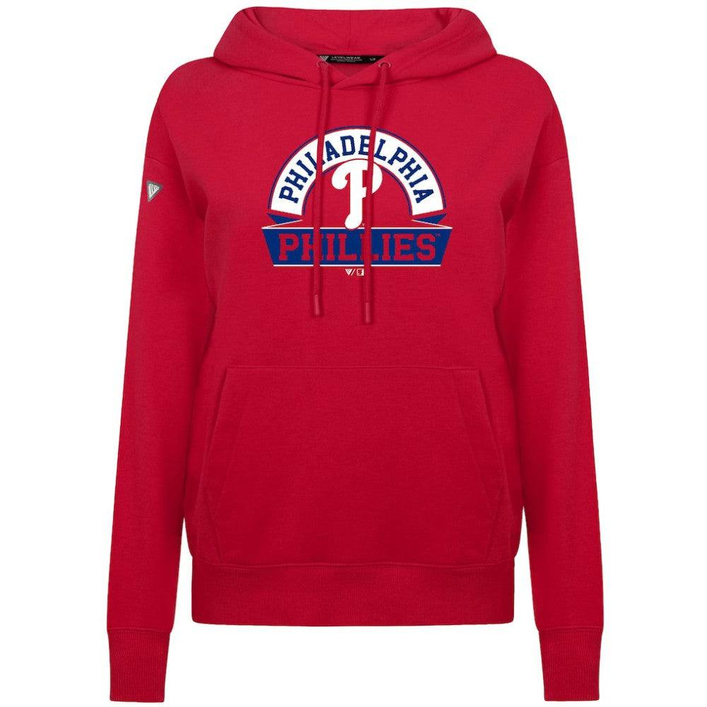 Red Philadelphia Phillies Levelwear Women's Adorn Banner Arch Hoodie