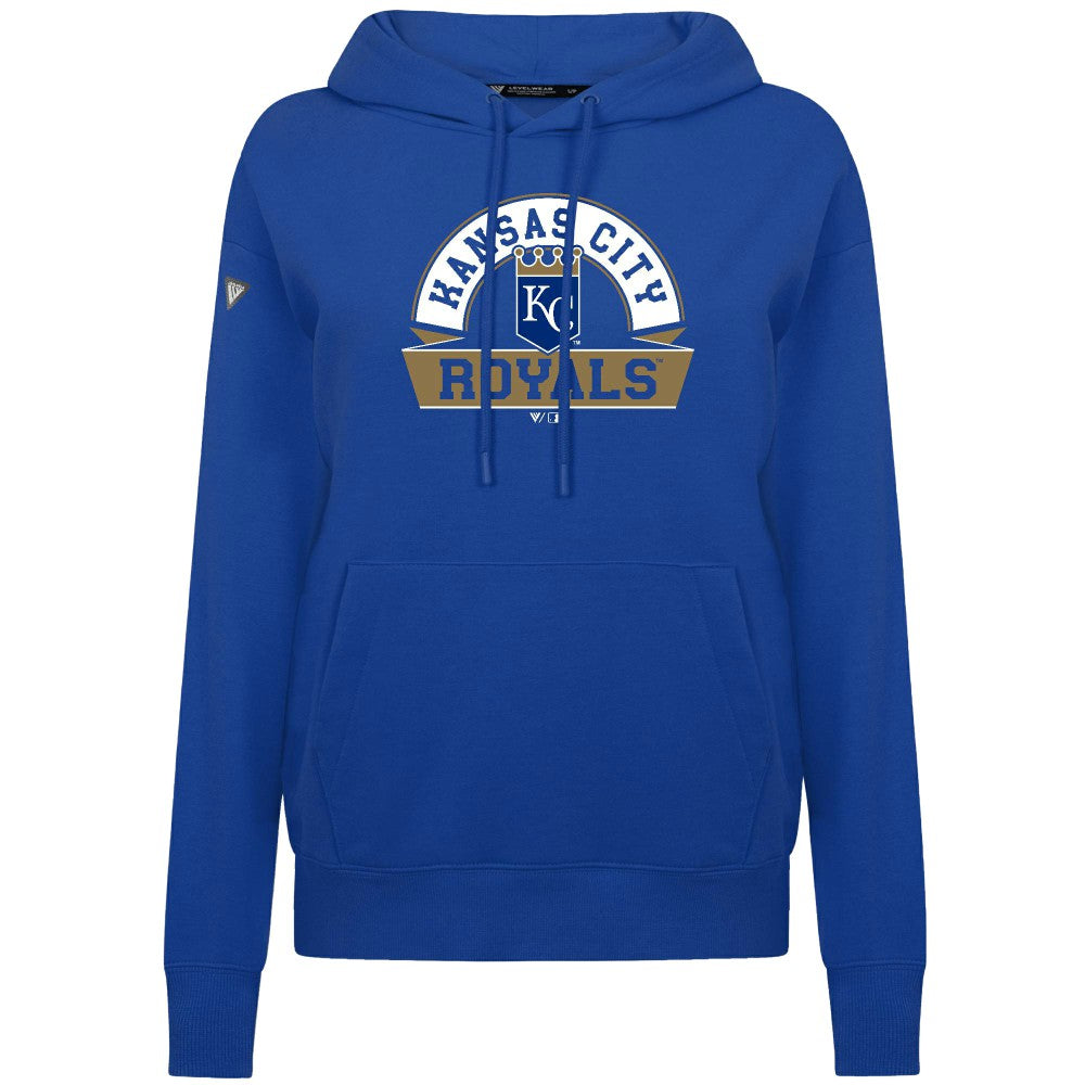 Royal Kansas City Royals Levelwear Women's Adorn Banner Arch Hoodie