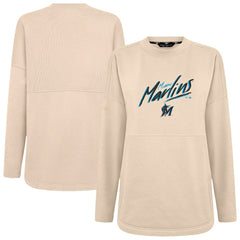 Khaki Miami Marlins Levelwear Women's Oversized Beaudry Sizzle Top