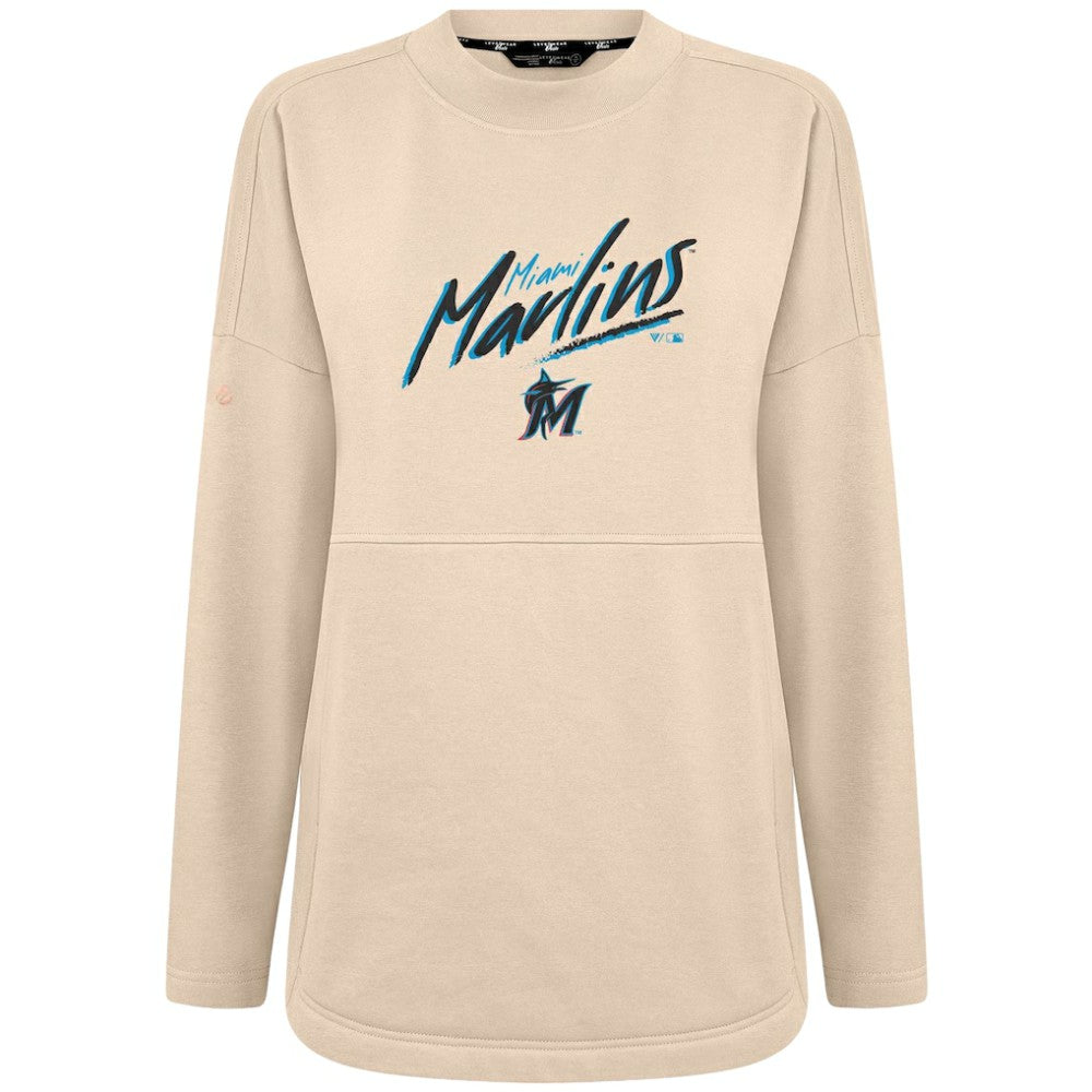 Khaki Miami Marlins Levelwear Women's Oversized Beaudry Sizzle Top