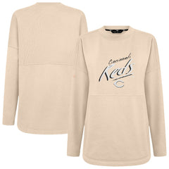 Khaki Cincinnati Reds Levelwear Women's Oversized Beaudry Sizzle Top