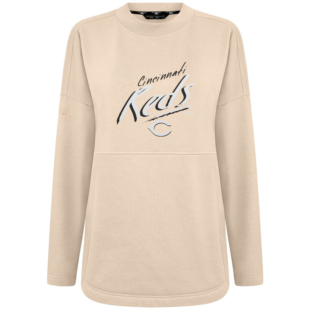Khaki Cincinnati Reds Levelwear Women's Oversized Beaudry Sizzle Top