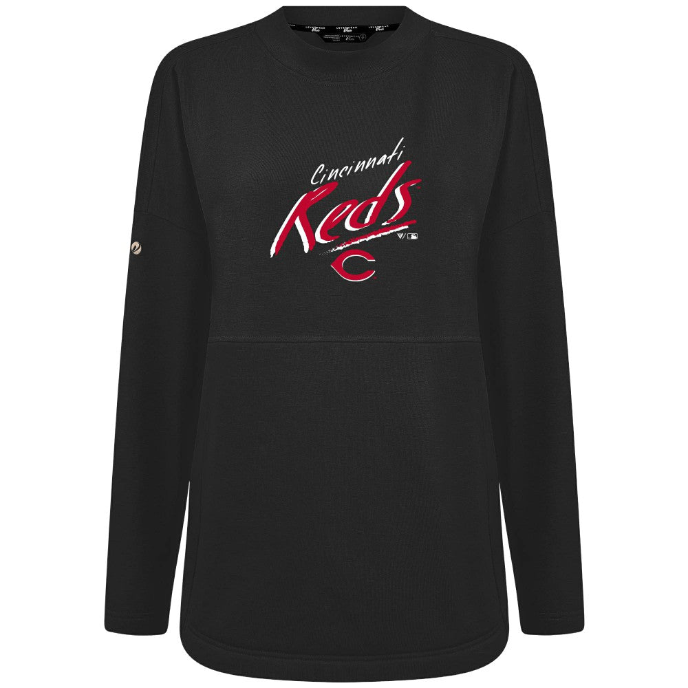 Black Cincinnati Reds Levelwear Women's Oversized Beaudry Sizzle Top