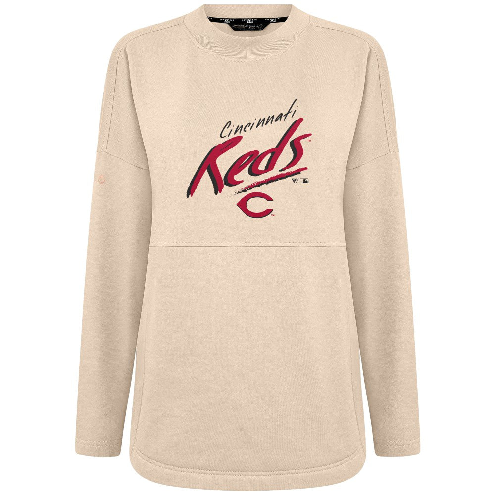 Khaki Cincinnati Reds Levelwear Women's Oversized Beaudry Sizzle Top