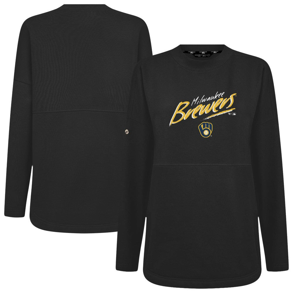 Black Milwaukee Brewers Levelwear Women's Oversized Beaudry Sizzle Top