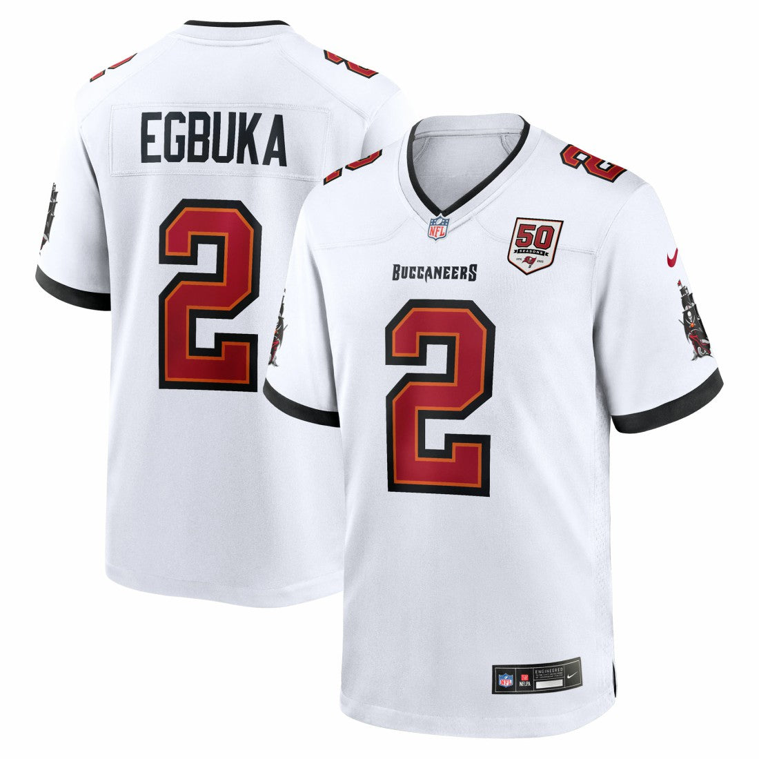 Emeka Egbuka  50th Season Game Jersey - Tampa Bay Buccaneers Jerseys