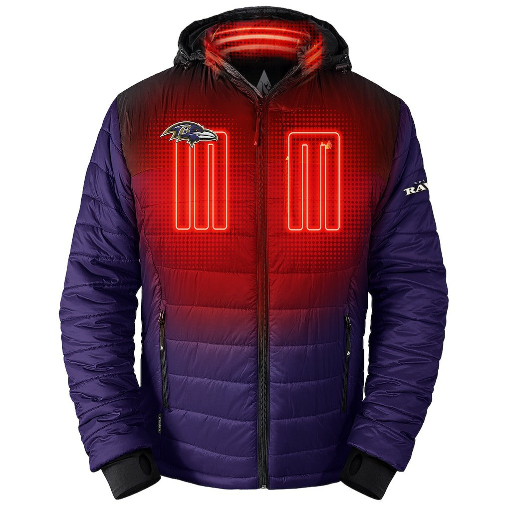 ActionHeat 5V Battery Heated Full-Zip Hoodie Puffer Jacket - Baltimore Ravens Hoodies