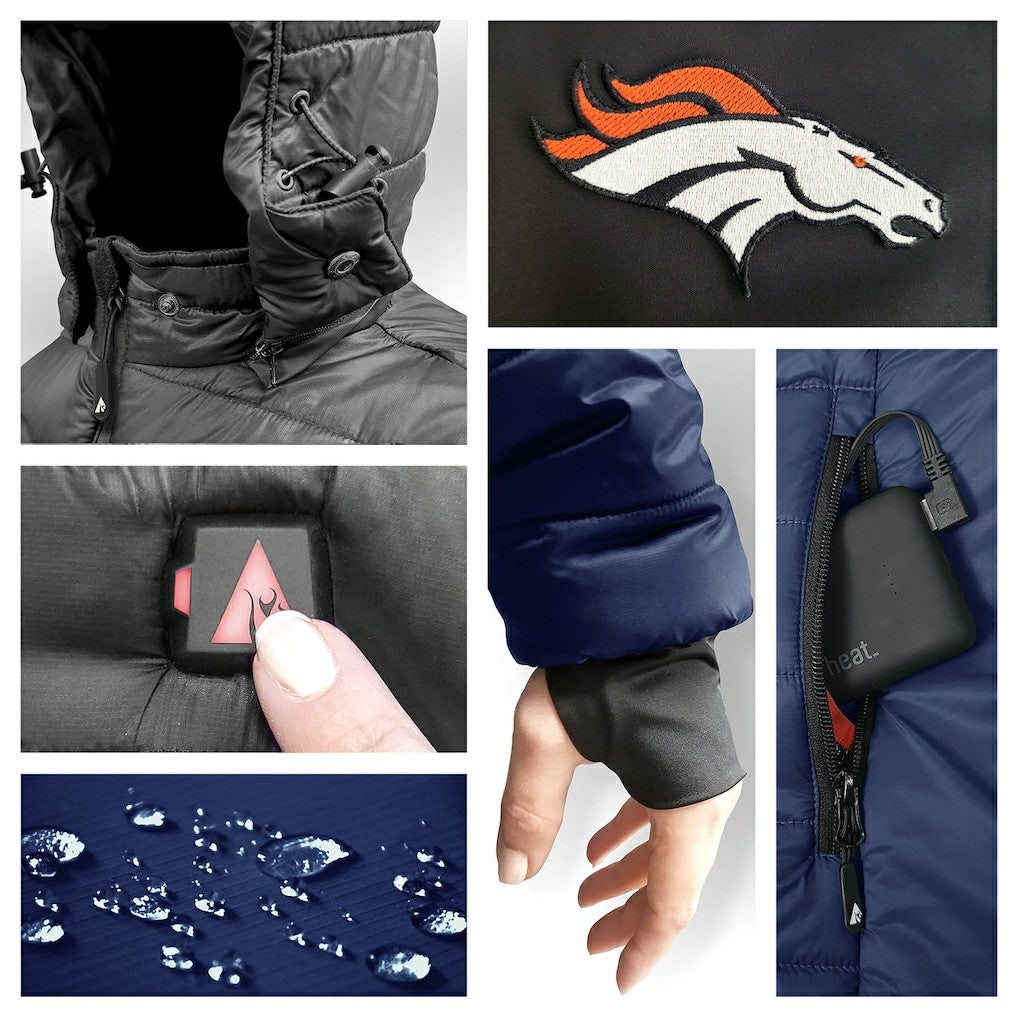 ActionHeat 5V Battery Heated Colorblock Full-Zip Puffer Jacket - Denver Broncos Jackets