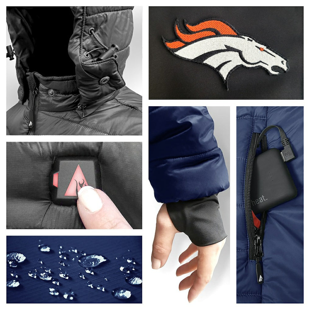 ActionHeat 5V Battery Heated Colorblock Full-Zip Puffer Jacket - Denver Broncos Jackets