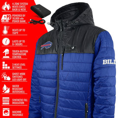 ActionHeat 5V Battery Heated Colorblock Full-Zip Puffer Jacket - Buffalo Bills Jackets