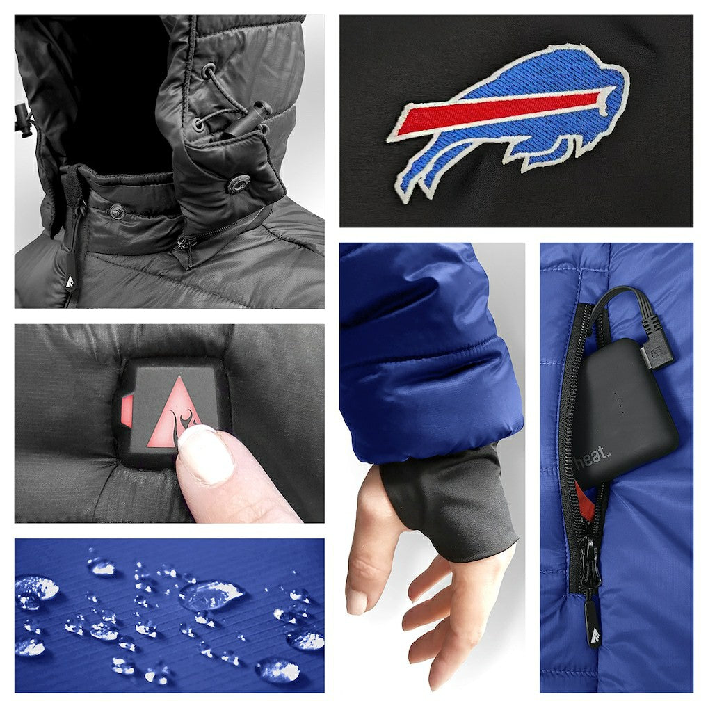ActionHeat 5V Battery Heated Colorblock Full-Zip Puffer Jacket - Buffalo Bills Jackets