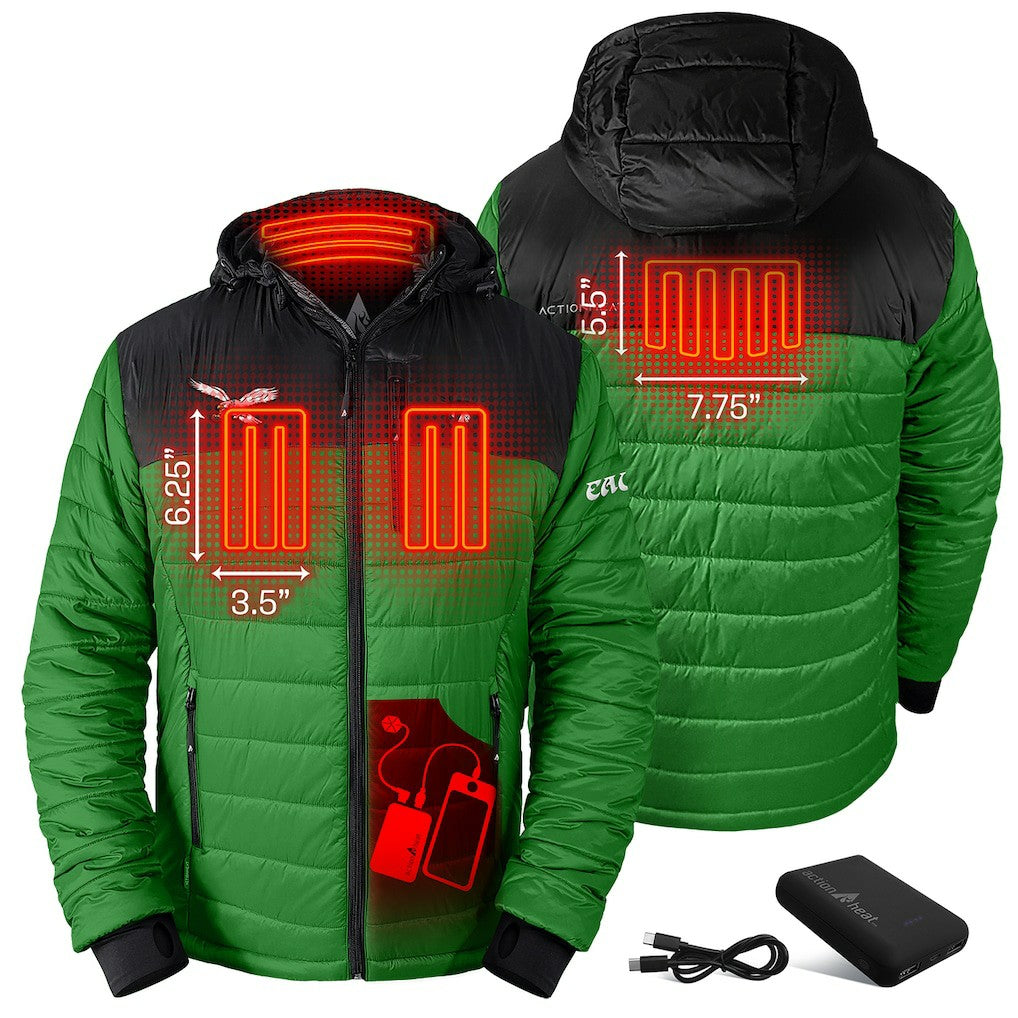 ActionHeat 5V Battery Heated Colorblock Full-Zip Puffer Jacket - Philadelphia Eagles Jackets