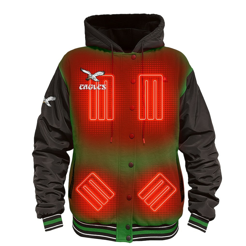 ActionHeat 5V Battery Heated Full-Snap Varsity Jacket - Philadelphia Eagles Jackets