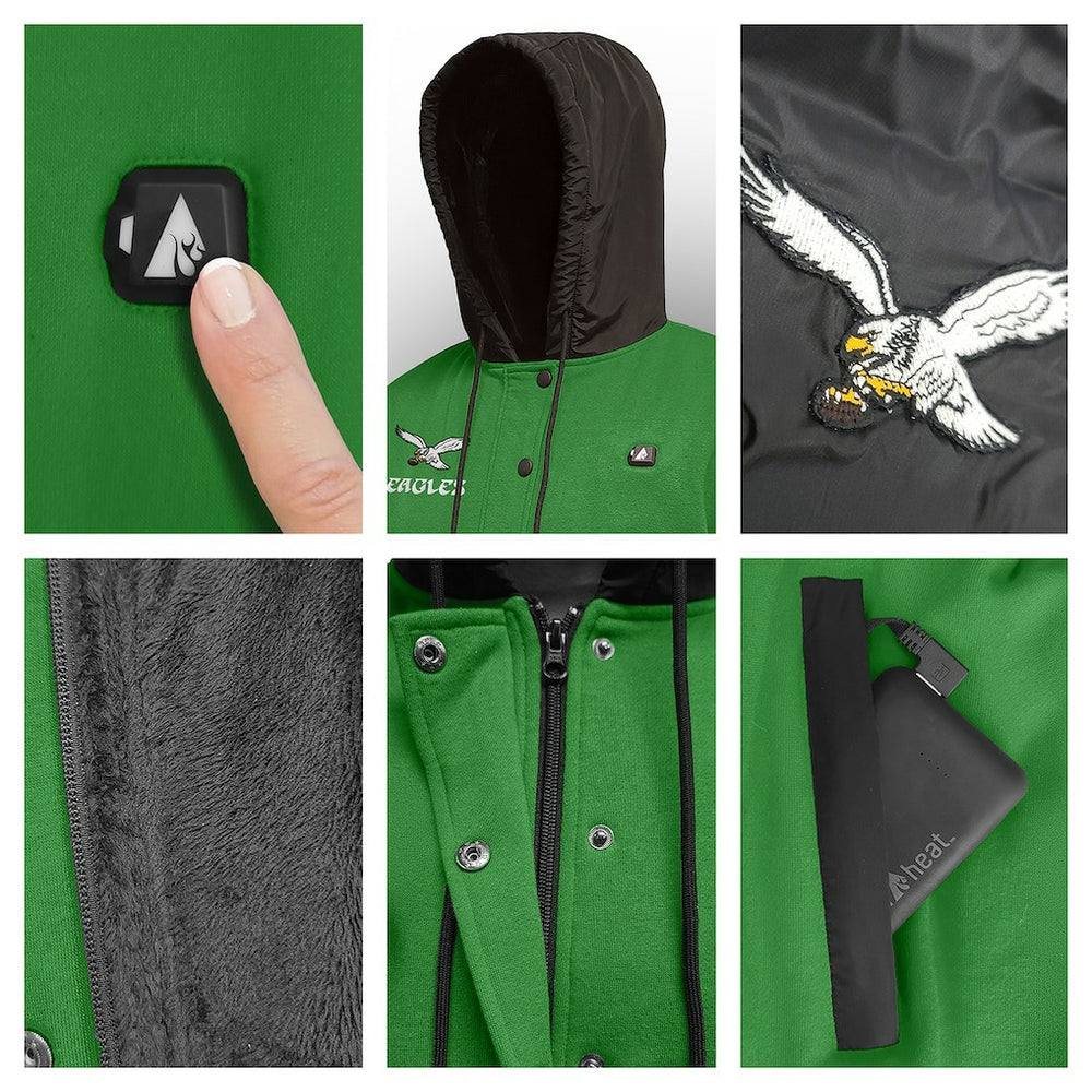 ActionHeat 5V Battery Heated Full-Snap Varsity Jacket - Philadelphia Eagles Jackets