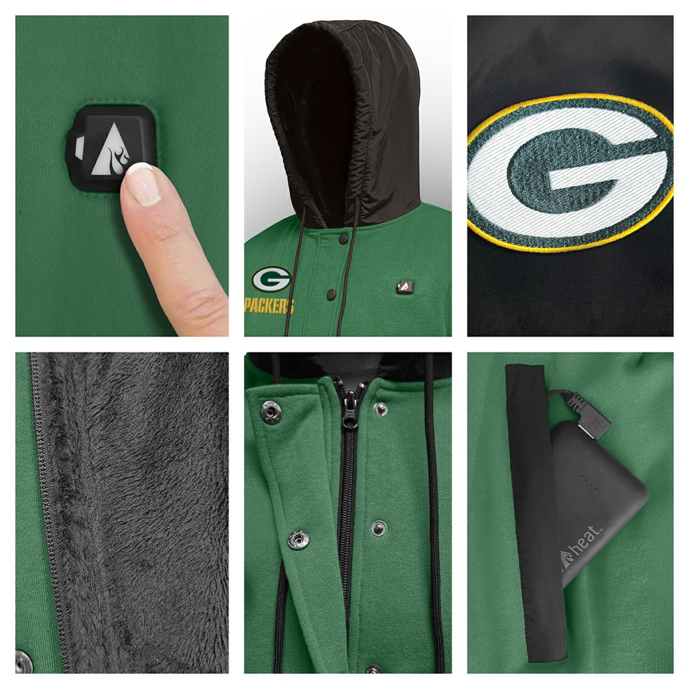 ActionHeat 5V Battery Heated Full-Snap Varsity Jacket - Green Bay Packers Jackets