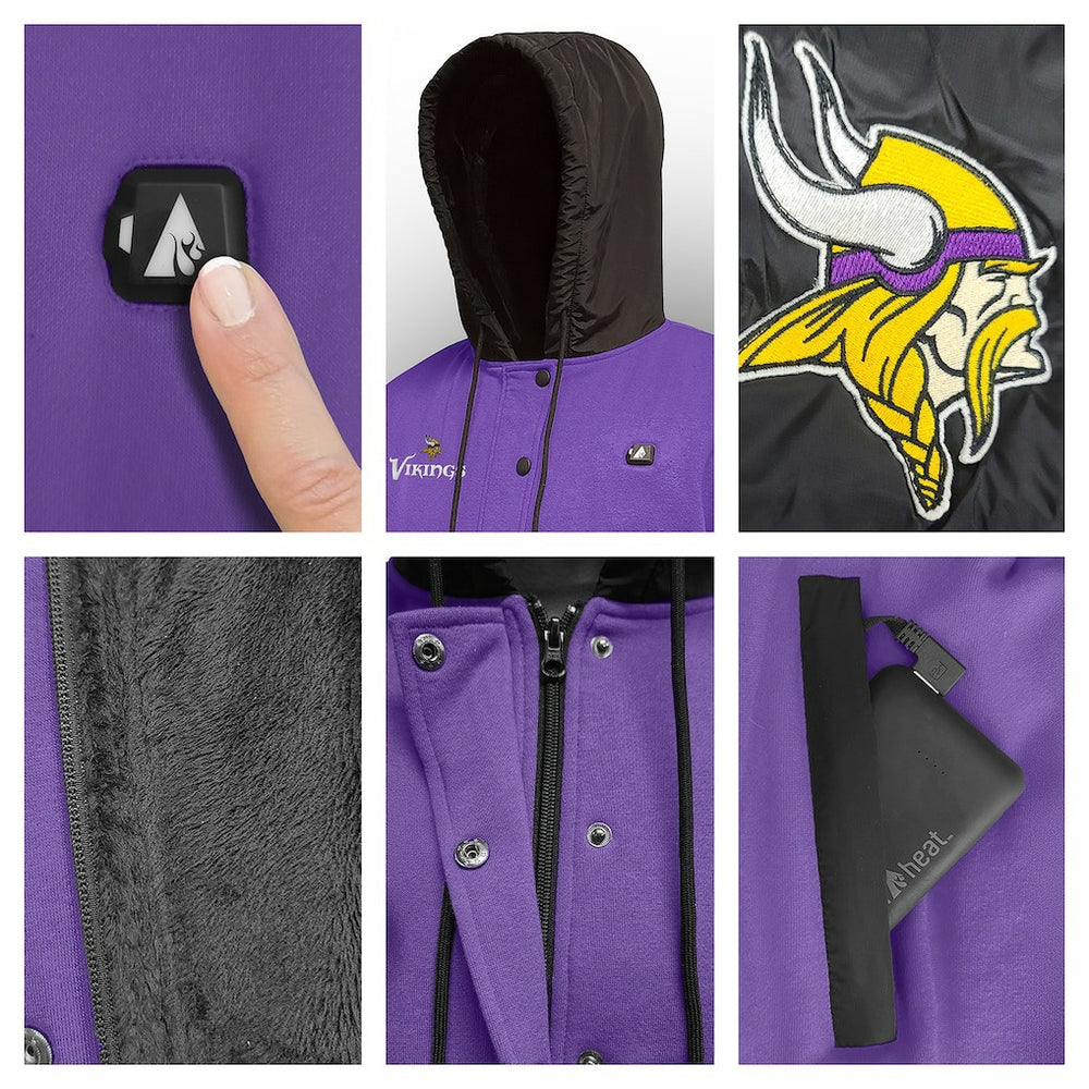 ActionHeat 5V Battery Heated Full-Snap Varsity Jacket - Minnesota Vikings Jackets