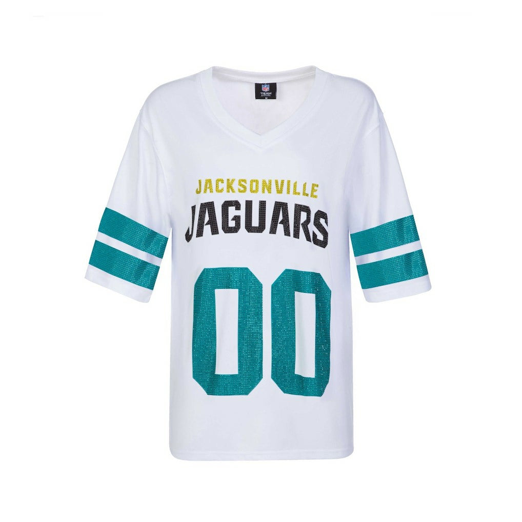 Cuce Women's Rhinestone V-Neck Tunic - Jacksonville Jaguars