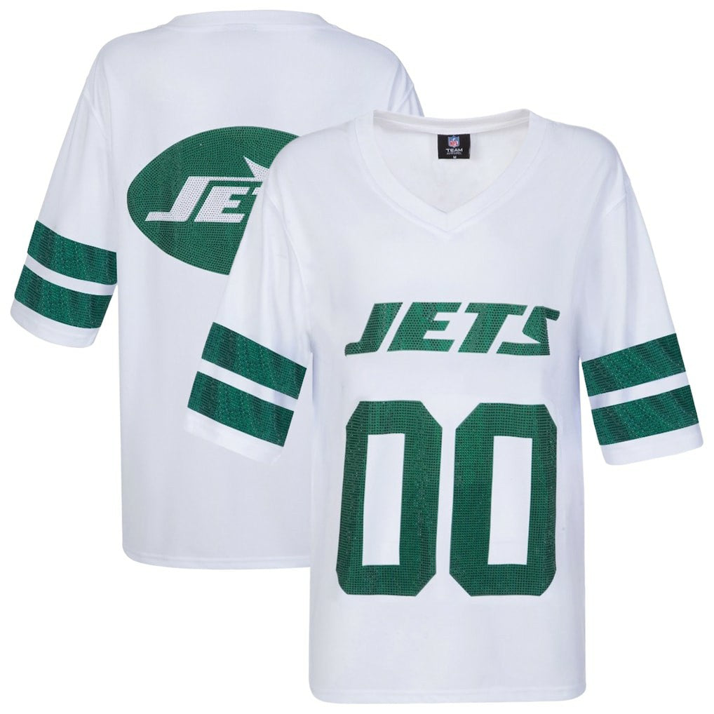 Cuce Women's Rhinestone V-Neck Tunic - New York Jets