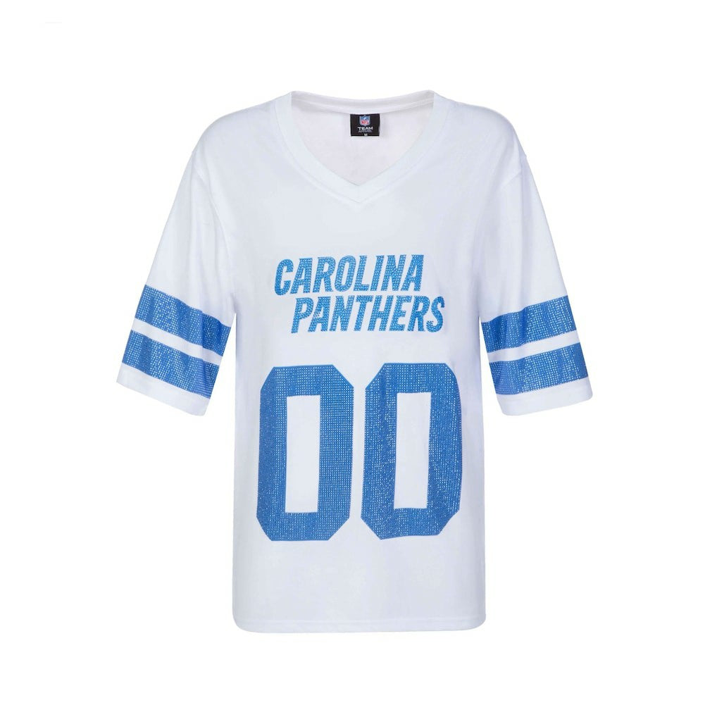 Cuce Women's Rhinestone V-Neck Tunic - Carolina Panthers