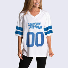 Cuce Women's Rhinestone V-Neck Tunic - Carolina Panthers