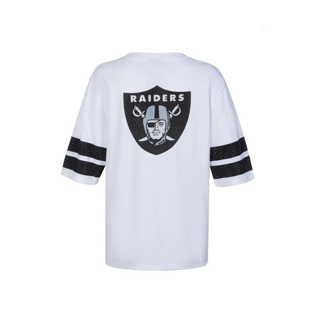 Cuce Women's Rhinestone V-Neck Tunic - Las Vegas Raiders