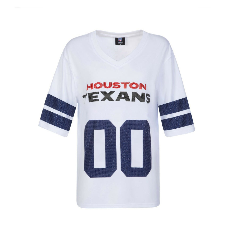 Cuce Women's Rhinestone V-Neck Tunic - Houston Texans