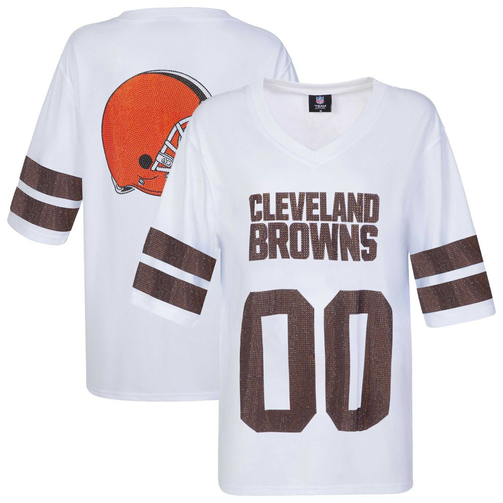 Cuce Women's Rhinestone V-Neck Tunic - Cleveland Browns