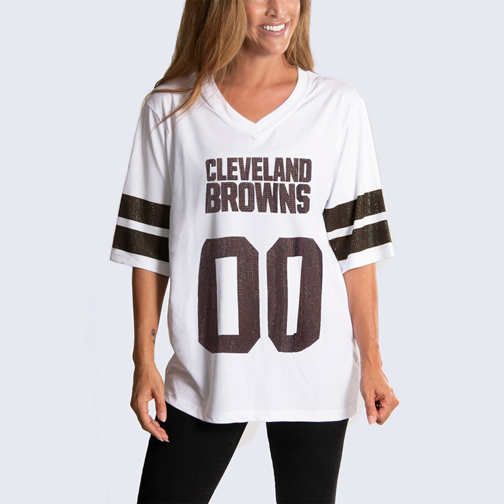 Cuce Women's Rhinestone V-Neck Tunic - Cleveland Browns