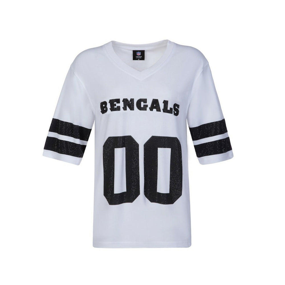 Cuce Women's Rhinestone V-Neck Tunic - Cincinnati Bengals