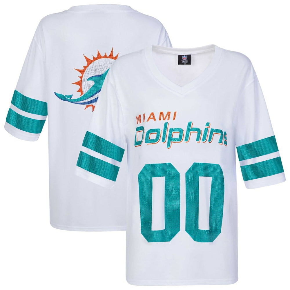 Cuce Women's Rhinestone V-Neck Tunic - Miami Dolphins