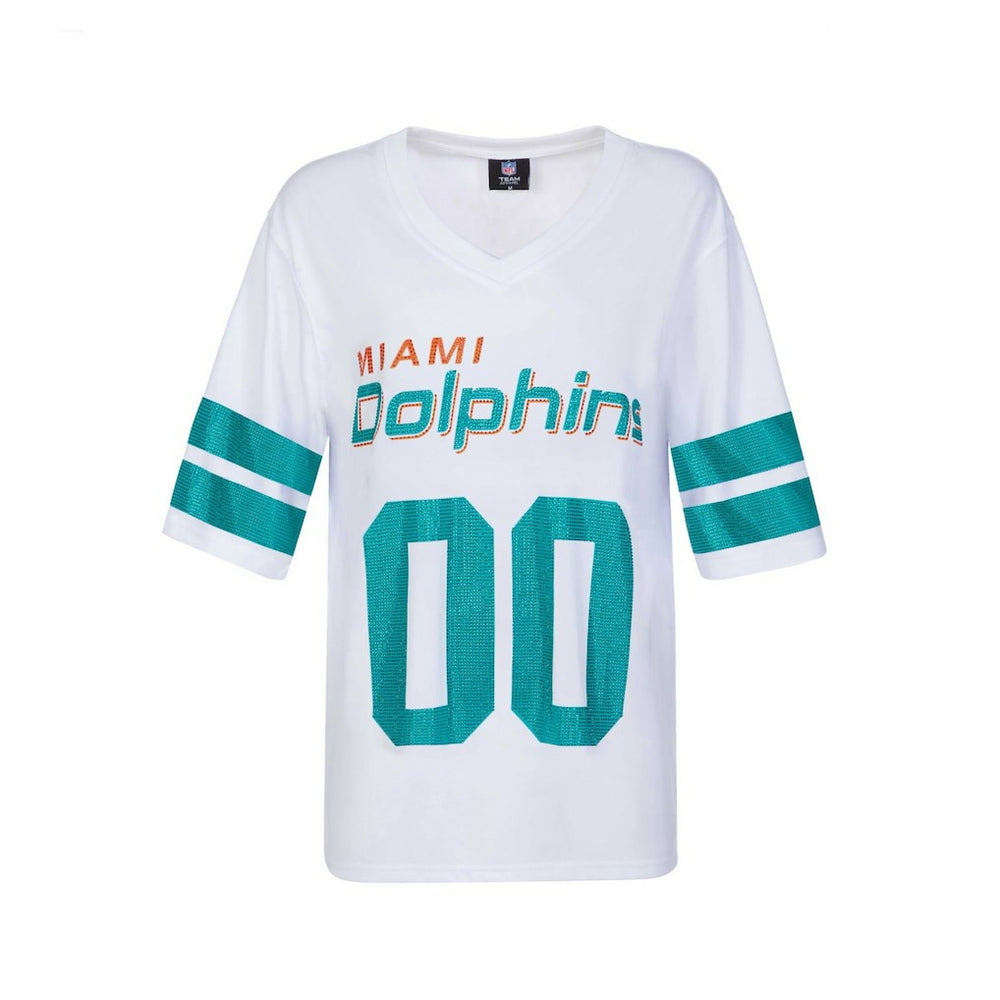 Cuce Women's Rhinestone V-Neck Tunic - Miami Dolphins