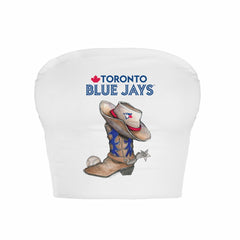 White Toronto Blue Jays Tiny Turnip Women's Cowboy Boot Crop Tube Top