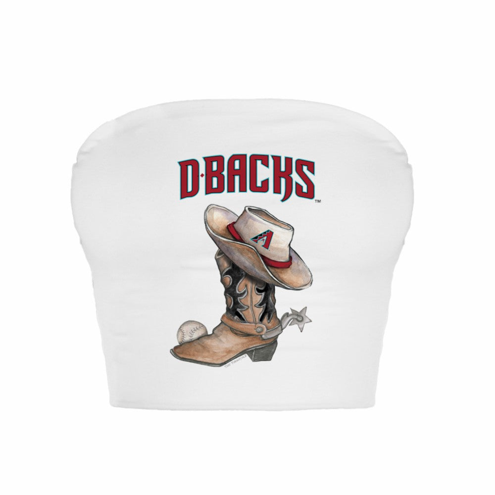 White Arizona Diamondbacks Tiny Turnip Women's Cowboy Boot Crop Tube Top