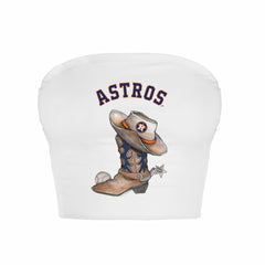 White Houston Astros Tiny Turnip Women's Cowboy Boot Crop Tube Top