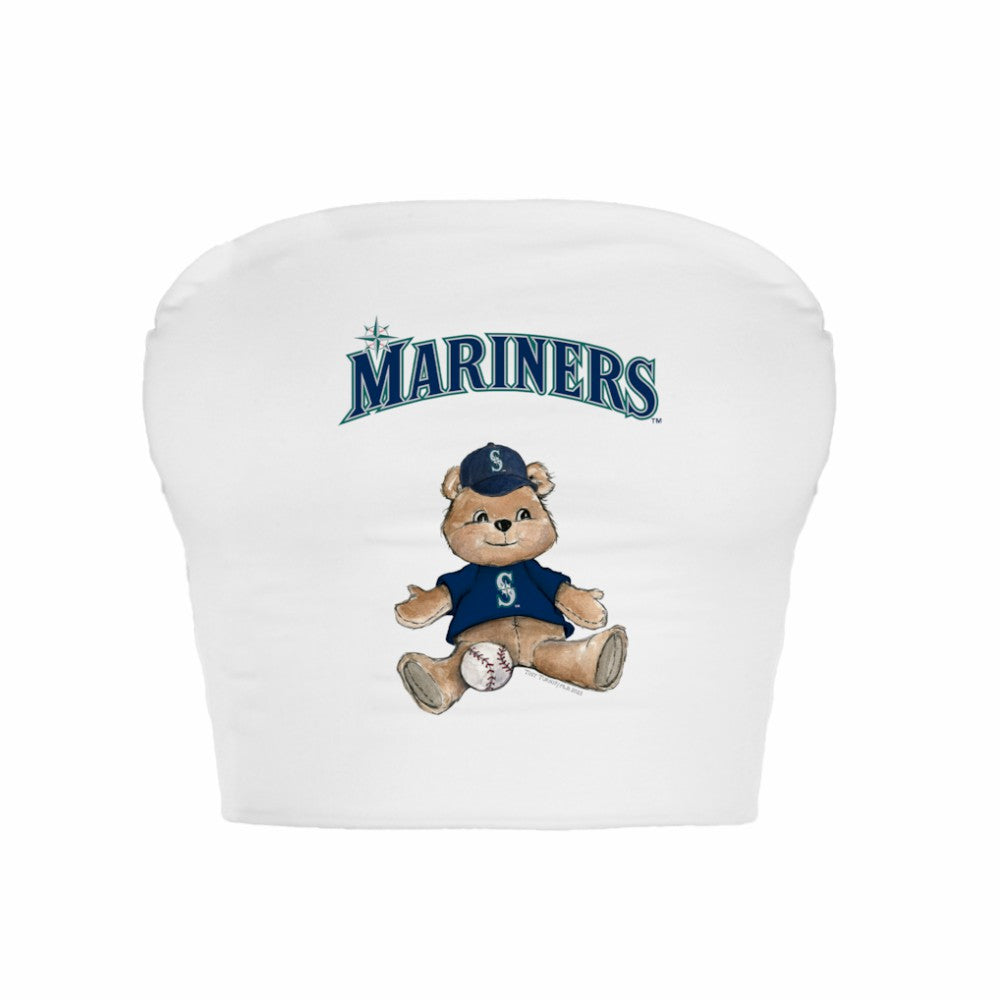 White Seattle Mariners Tiny Turnip Women's Teddy Bear Crop Tube Top