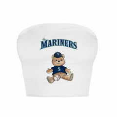 White Seattle Mariners Tiny Turnip Women's Teddy Bear Crop Tube Top