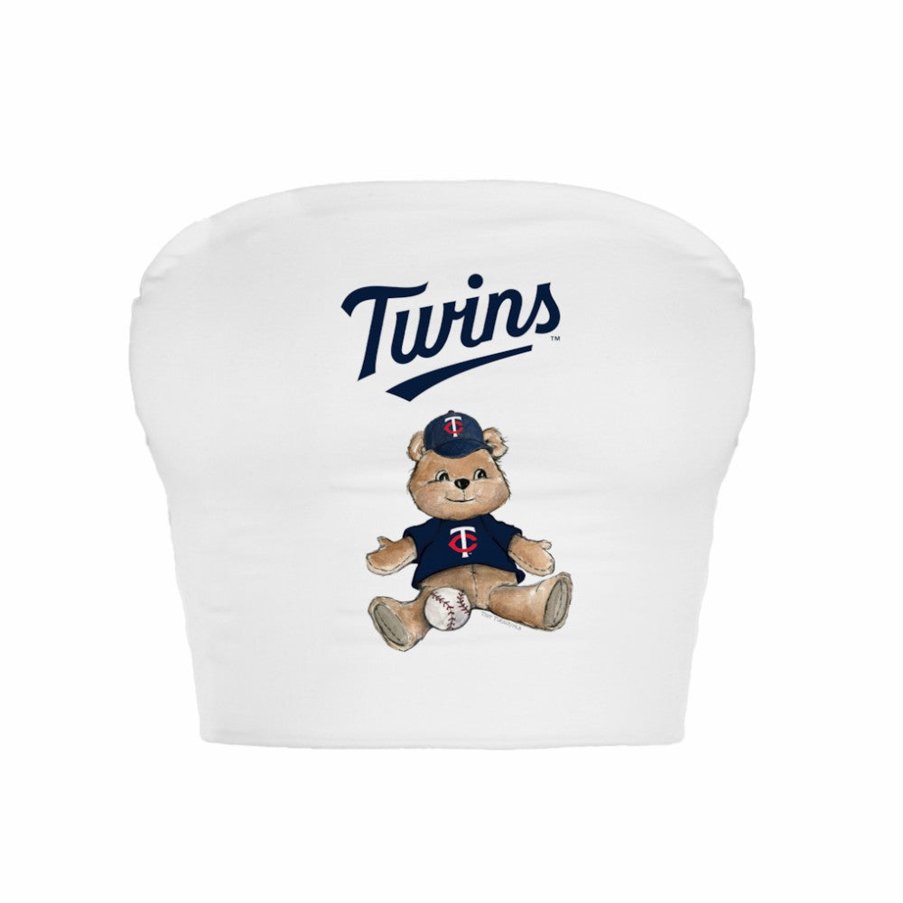 White Minnesota Twins Tiny Turnip Women's Teddy Bear Crop Tube Top