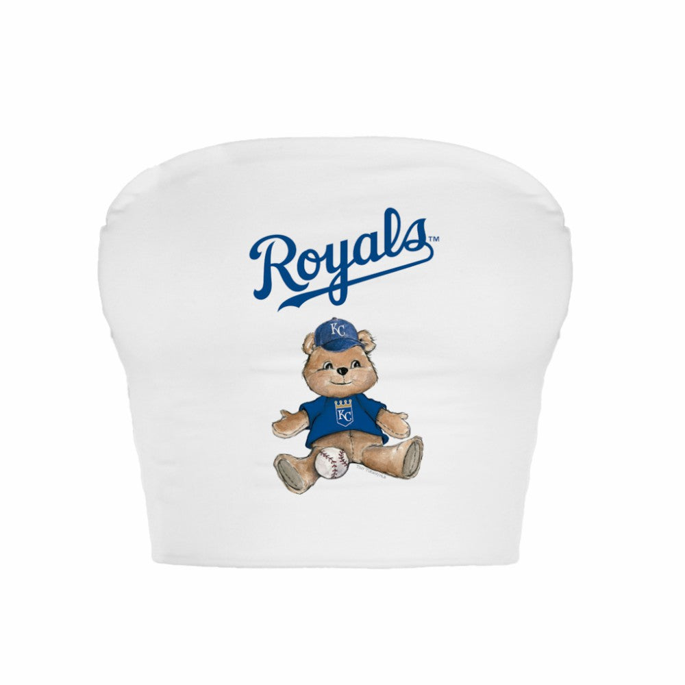 White Kansas City Royals Tiny Turnip Women's Teddy Bear Crop Tube Top