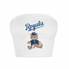 White Kansas City Royals Tiny Turnip Women's Teddy Bear Crop Tube Top