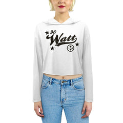 T.J. Watt  Majestic Threads Women's Glitter Wordmark Hoodie - Pittsburgh Steelers Hoodies