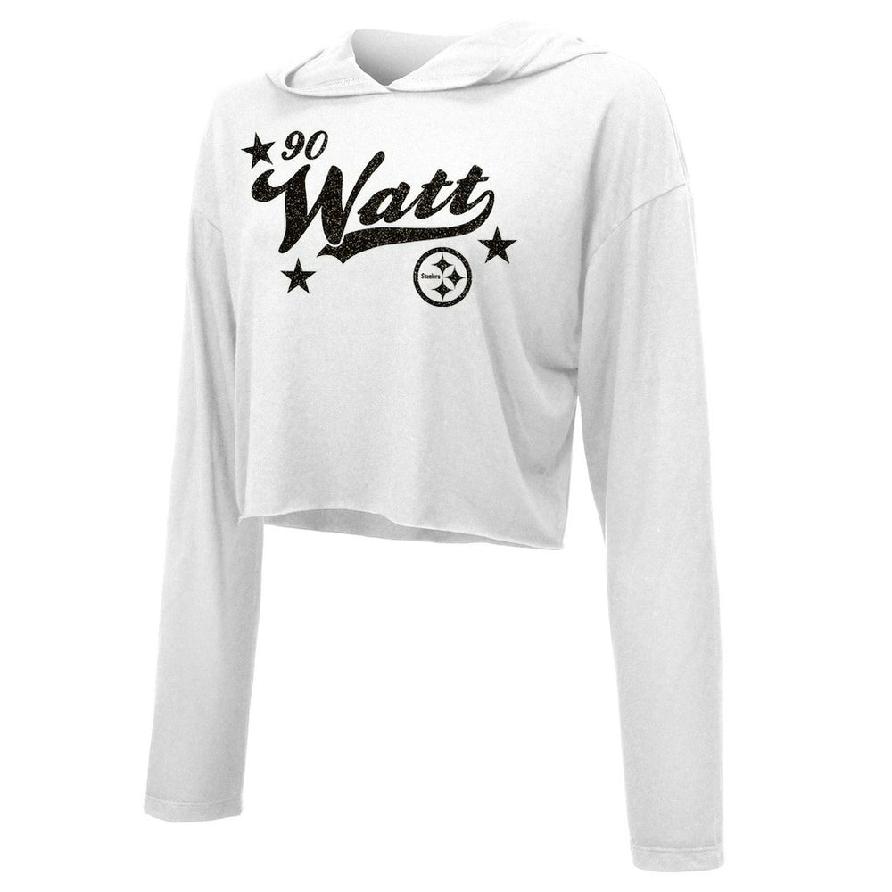 T.J. Watt  Majestic Threads Women's Glitter Wordmark Hoodie - Pittsburgh Steelers Hoodies