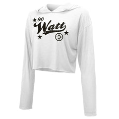 T.J. Watt  Majestic Threads Women's Glitter Wordmark Hoodie - Pittsburgh Steelers Hoodies