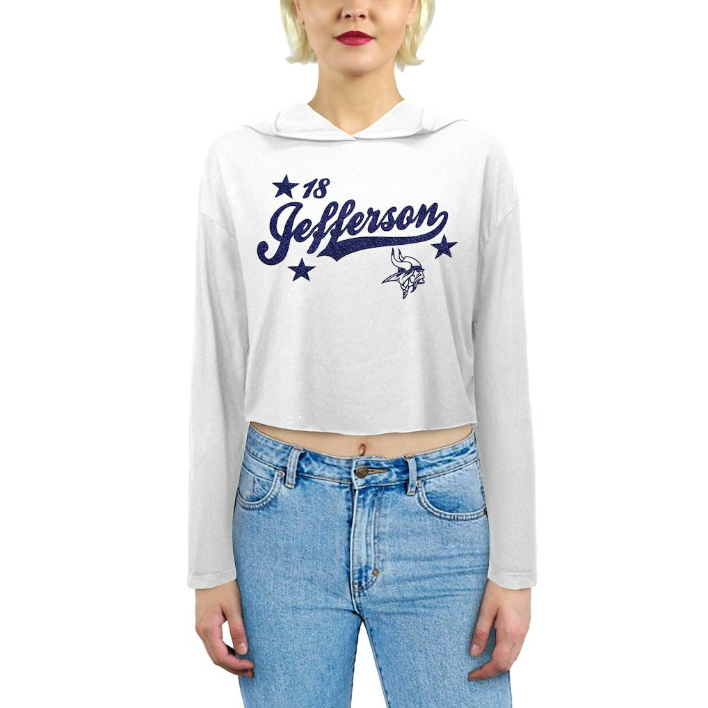Justin Jefferson  Majestic Threads Women's Glitter Wordmark Hoodie - Minnesota Vikings Hoodies