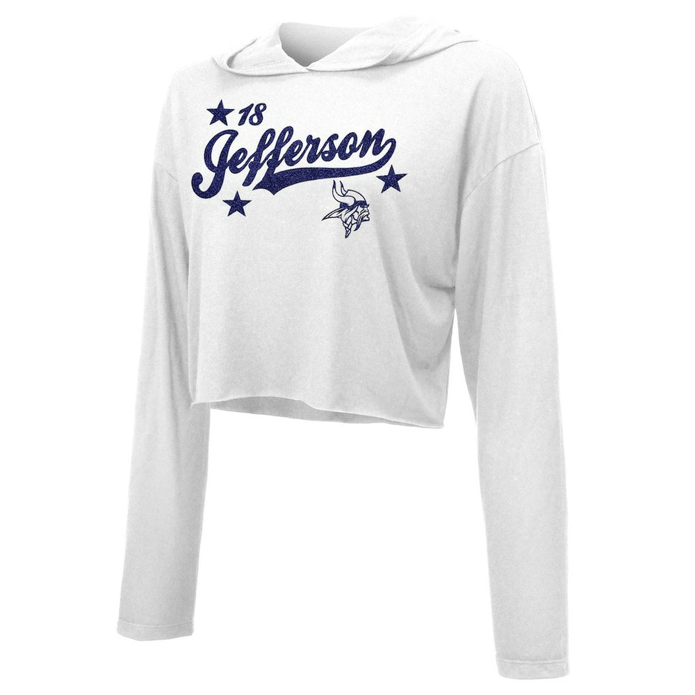 Justin Jefferson  Majestic Threads Women's Glitter Wordmark Hoodie - Minnesota Vikings Hoodies