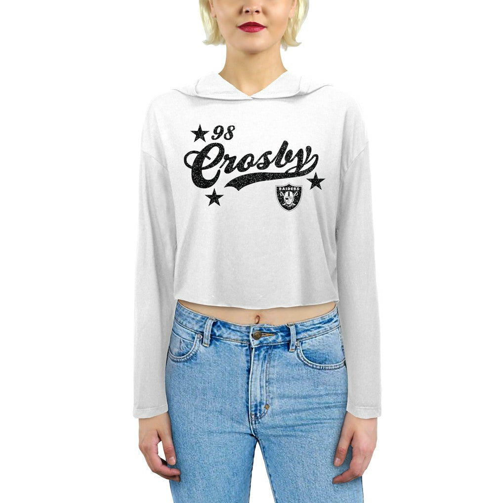 Maxx Crosby  Majestic Threads Women's Glitter Wordmark Hoodie - Las Vegas Raiders Hoodies
